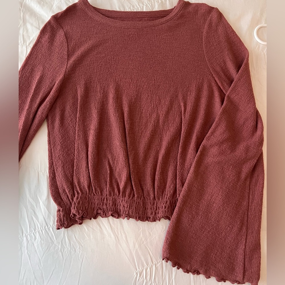 Madewell x Texture & Thread mauve cropped long sleeve